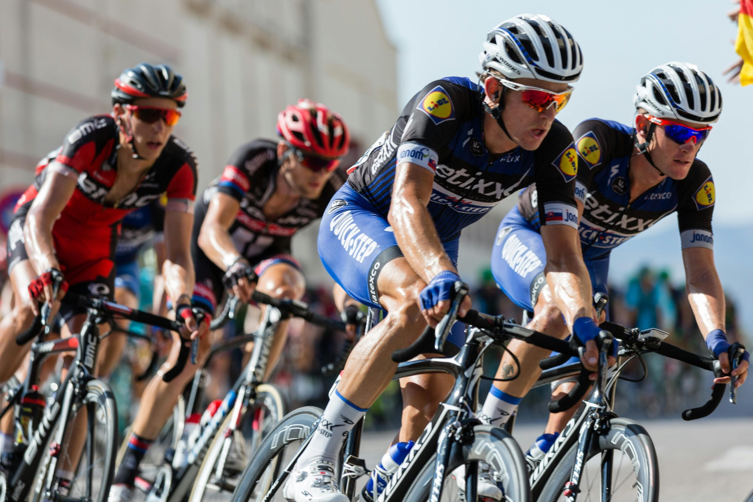 professional cyclists competing in a race